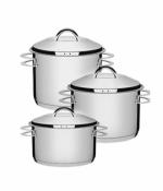 Bateria De Cocina Acero Inoxidable 3 Pzs Tramontina Solar